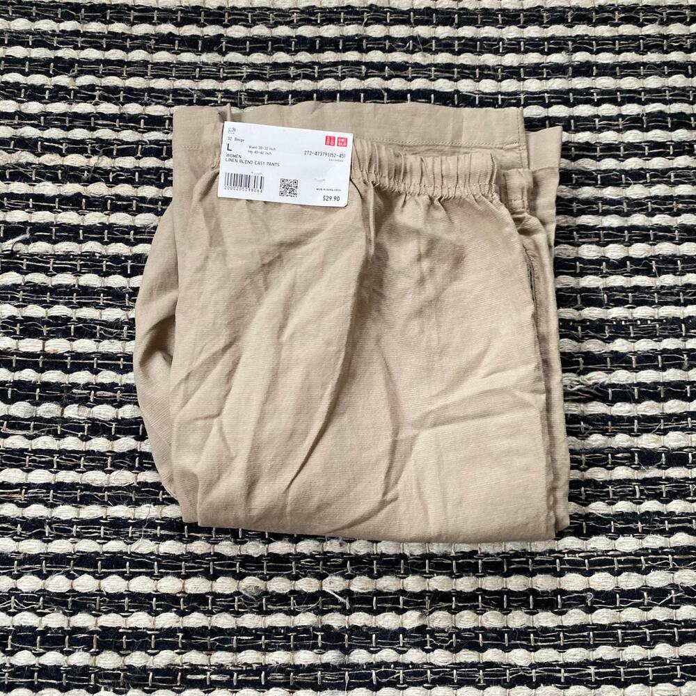🌿Uniqlo Womens Lightweight Adjustable Linen Blend Easy Pants L